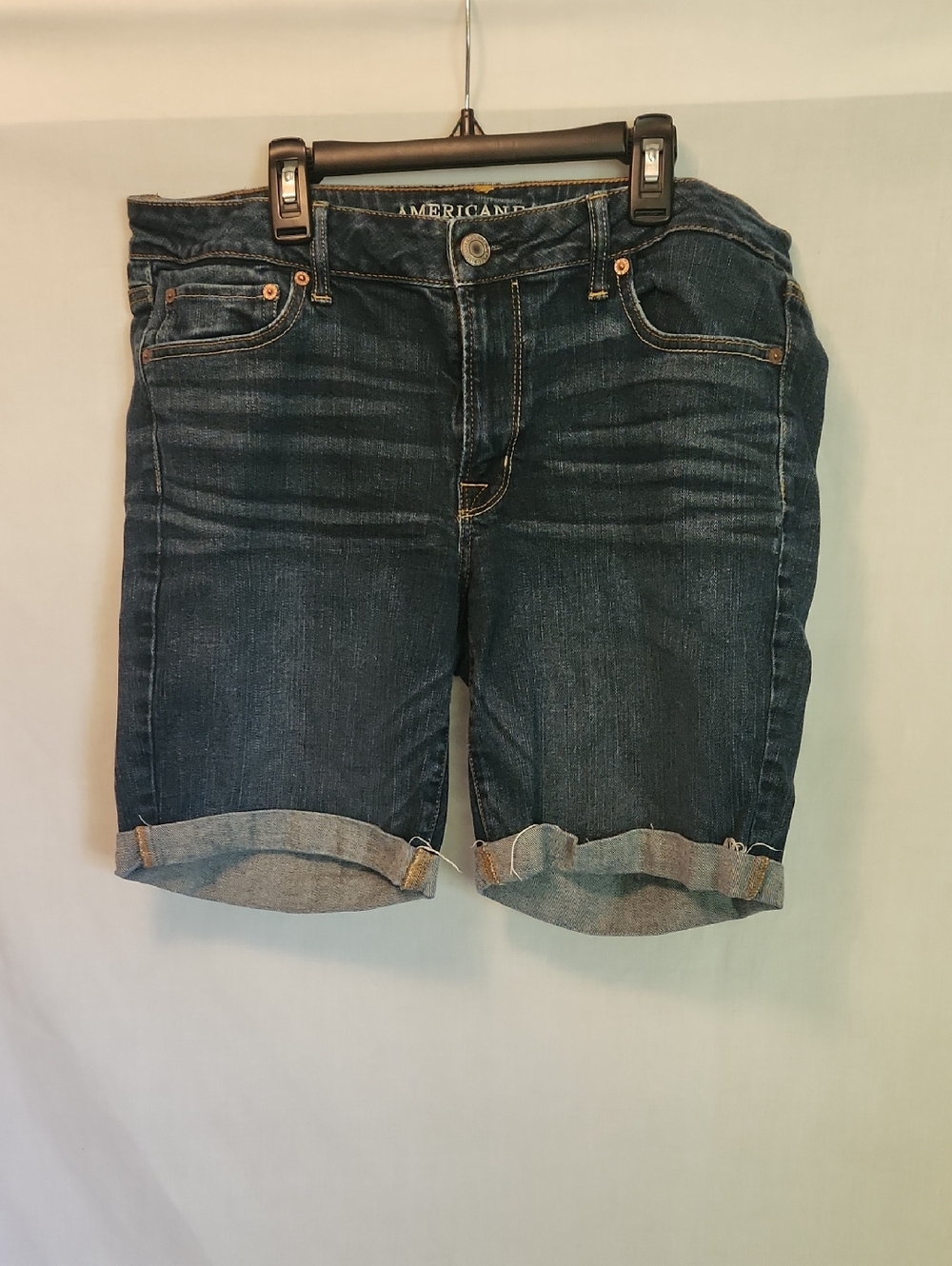 American Eagle Outfitters Dark Indigo Rolled Cuff Denim Bermuda Shorts